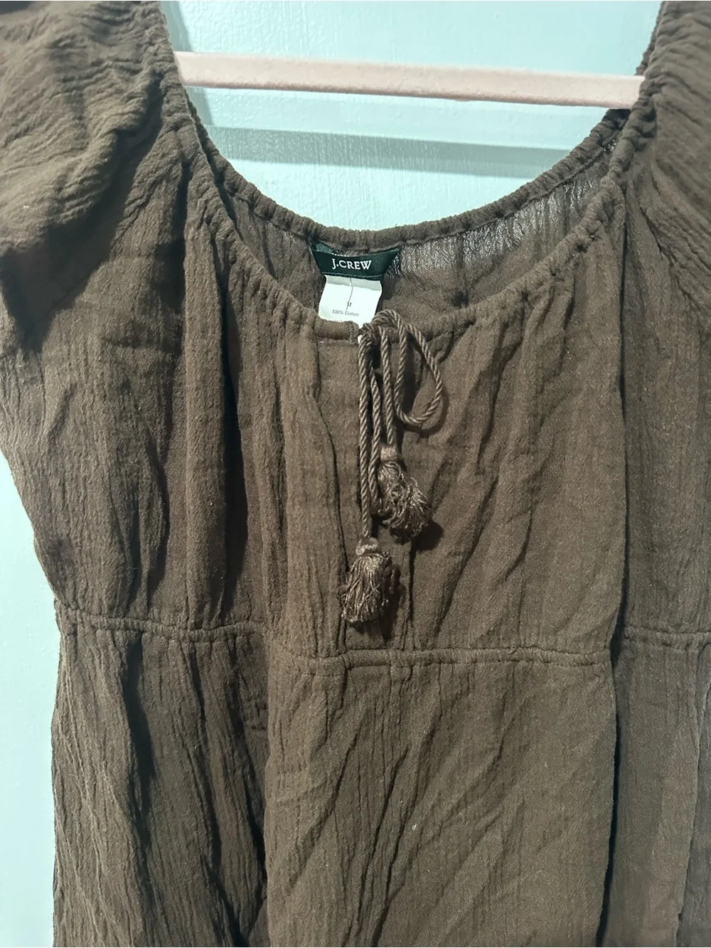 J. Crew Brown Short Sleeve Cotton Dress